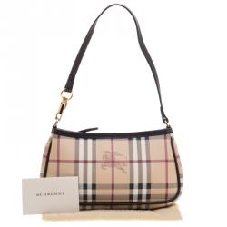 Pre Owned Burberry Brown Haymarket Check PVC Small Aston Sling Bag