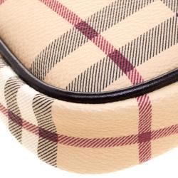 Pre Owned Burberry Brown Haymarket Check PVC Small Aston Sling Bag