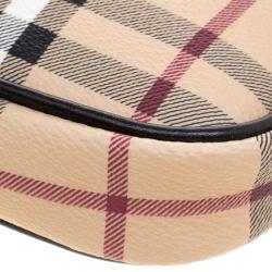 Pre Owned Burberry Brown Haymarket Check PVC Small Aston Sling Bag