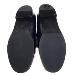Pre Owned Burberry Oxford Blue Leather Oban Penny Loafers Size 38