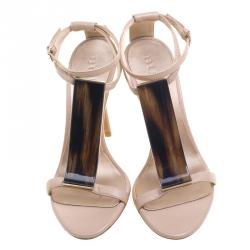 Pre Owned Burberry Blush Pink Irvington Horn Knot Capsule Sandals Size 37