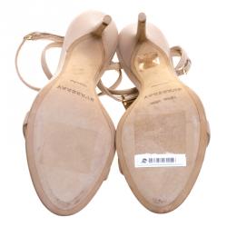 Pre Owned Burberry Blush Pink Irvington Horn Knot Capsule Sandals Size 37