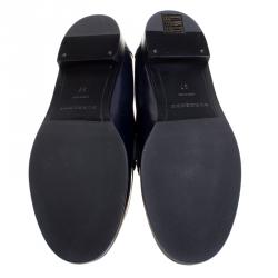 Pre Owned Burberry Oxford Blue Leather Oban Penny Loafers Size 37