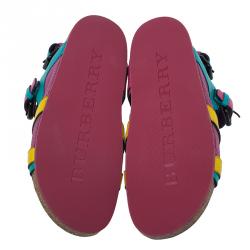 Pre Owned صندل بربري جلد متعدد الألوان بإبزيم للقفل مقاس 39.5