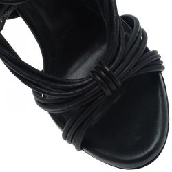 Pre Owned Burberry Black Leather Cable Knotted Platform Sandals Size 40
