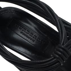 Pre Owned Burberry Black Leather Cable Knotted Platform Sandals Size 40