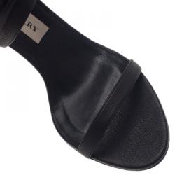 Pre Owned Burberry Black Leather Criss Cross Buckle Sandals Size 38.5