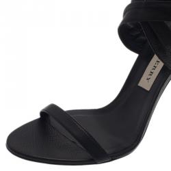 Pre Owned Burberry Black Leather Criss Cross Buckle Sandals Size 38.5