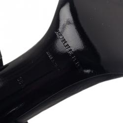 Pre Owned Burberry Black Leather Criss Cross Buckle Sandals Size 38.5