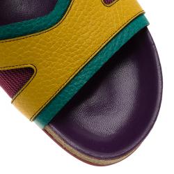 Burberry Multicolor Leather and Mesh Buckle Detail Sandals Size 38.5