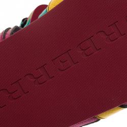 Burberry Multicolor Leather and Mesh Buckle Detail Sandals Size 38.5