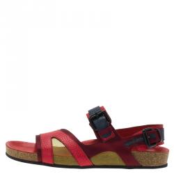 مملوكة مسبقًا Burberry Prorsum Tricolor Leather and Mesh The Field Sandals Size 39.5