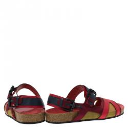 مملوكة مسبقًا Burberry Prorsum Tricolor Leather and Mesh The Field Sandals Size 39.5