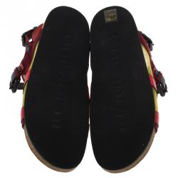 مملوكة مسبقًا Burberry Prorsum Tricolor Leather and Mesh The Field Sandals Size 39.5