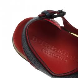 مملوكة مسبقًا Burberry Prorsum Tricolor Leather and Mesh The Field Sandals Size 39.5