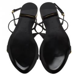 Pre Owned Burberry Black Bridle Studded Leather Parnell Sandals Size 38