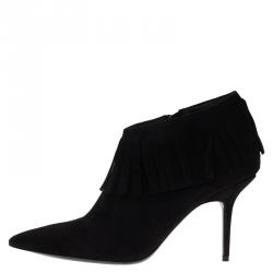 Pre Owned بوت للكاحل بربري سويدي أسود بشراشيب مقاس 40