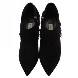 Pre Owned بوت للكاحل بربري سويدي أسود بشراشيب مقاس 40