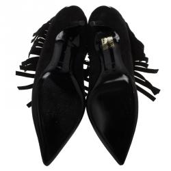 Pre Owned بوت للكاحل بربري سويدي أسود بشراشيب مقاس 40