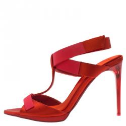 Burberry Red Satin T- Strap Platform Sandals Size 38
