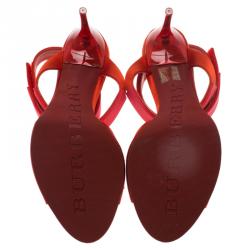 Burberry Red Satin T- Strap Platform Sandals Size 38