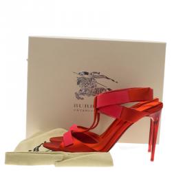 Burberry Red Satin T- Strap Platform Sandals Size 38