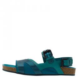 Burberry Blue Leather and Mesh The Field Sandals Size 39.5