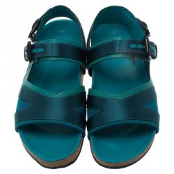 Burberry Blue Leather and Mesh The Field Sandals Size 39.5