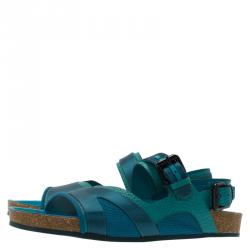 Burberry Blue Leather and Mesh The Field Sandals Size 39.5