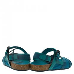 Burberry Blue Leather and Mesh The Field Sandals Size 39.5