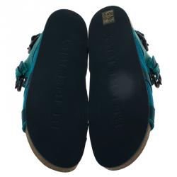 Burberry Blue Leather and Mesh The Field Sandals Size 39.5