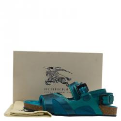 Burberry Blue Leather and Mesh The Field Sandals Size 39.5