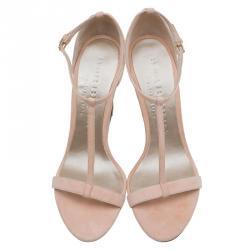 Pre Owned صندل بربري كعب روكى ليبورن لوسايت سويدي وردي فاتح مقاس 40