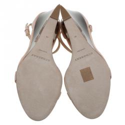 Pre Owned صندل بربري برورسم ليبيرن لوسيت بنعل روكي سويدي وردي مقاس 40