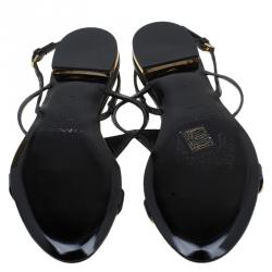 Pre Owned صندل بربري بريدال بارنيل جلد أسود مرصع مقاس 37