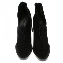 Pre Owned Burberry Prorsum Black Fringed Suede Nadie Ankle Boots Size 39