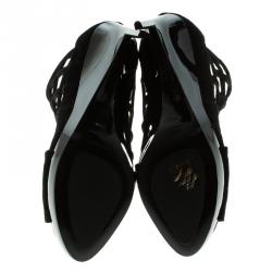 Pre Owned Burberry Prorsum Black Suede Edenside Cage Wedge Ankle Boots Size 39.5