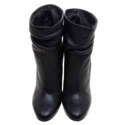 Pre Owned Burberry Black Leather Epworth Ankle Boots Size 36.5
