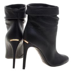 Pre Owned Burberry Black Leather Epworth Ankle Boots Size 36.5