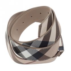 مملوكة مسبقًا Burberry Beige Haymarket Check Plaque Belt