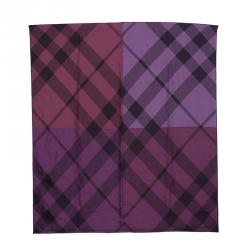 Pre Owned Burberry Magenta Novacheck Square Scarf