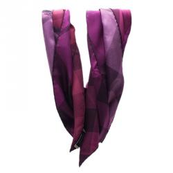 Pre Owned Burberry Magenta Novacheck Square Scarf