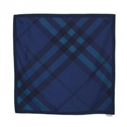 Pre Owned وشاح بربري نوفاشيك مربع أزرق كحلي