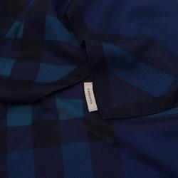 Pre Owned وشاح بربري نوفاشيك مربع أزرق كحلي