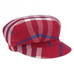 Burberry Red Cotton Novacheck Newsboy Cap Size L