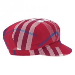 Pre Owned كاب بربري نيوزبوي كروهات نوفا تشيك قطن أحمر مقاس L