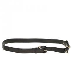 Pre Owned Burberry Black Leather Logo Belt 90 CM