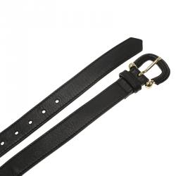 Pre Owned Burberry Black Leather Logo Belt 90 CM