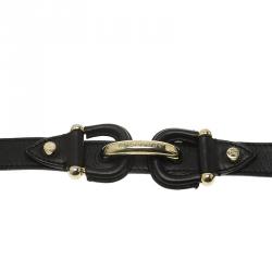 Pre Owned Burberry Black Leather Logo Belt 90 CM