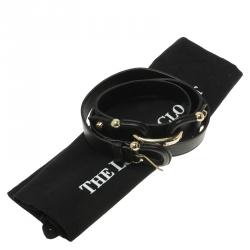 Pre Owned Burberry Black Leather Logo Belt 90 CM
